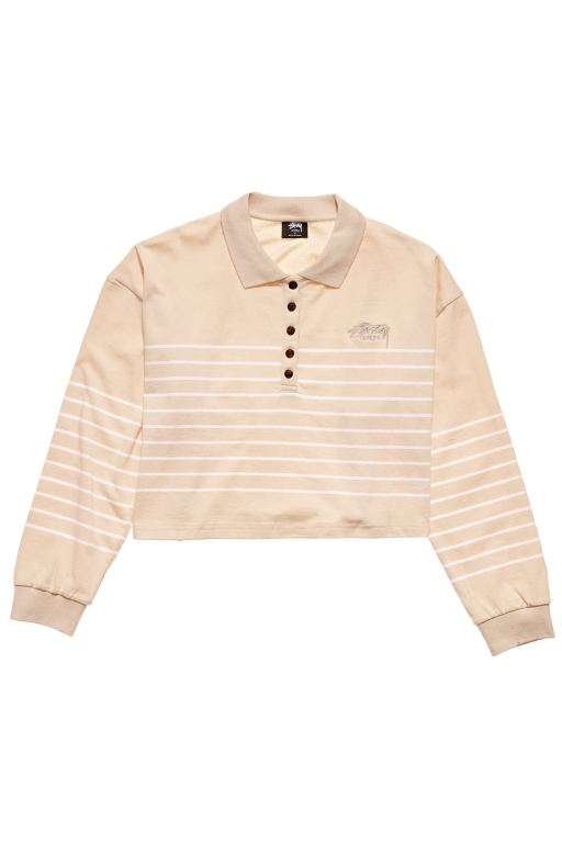 Stussy Womens Emerson Stripe Rugby Shirts Orange - ATECY2796